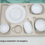 Термопіднос на 6 відділень Gastro Plast 540x380x120 мм зелено-кремовий - Зображення 3
